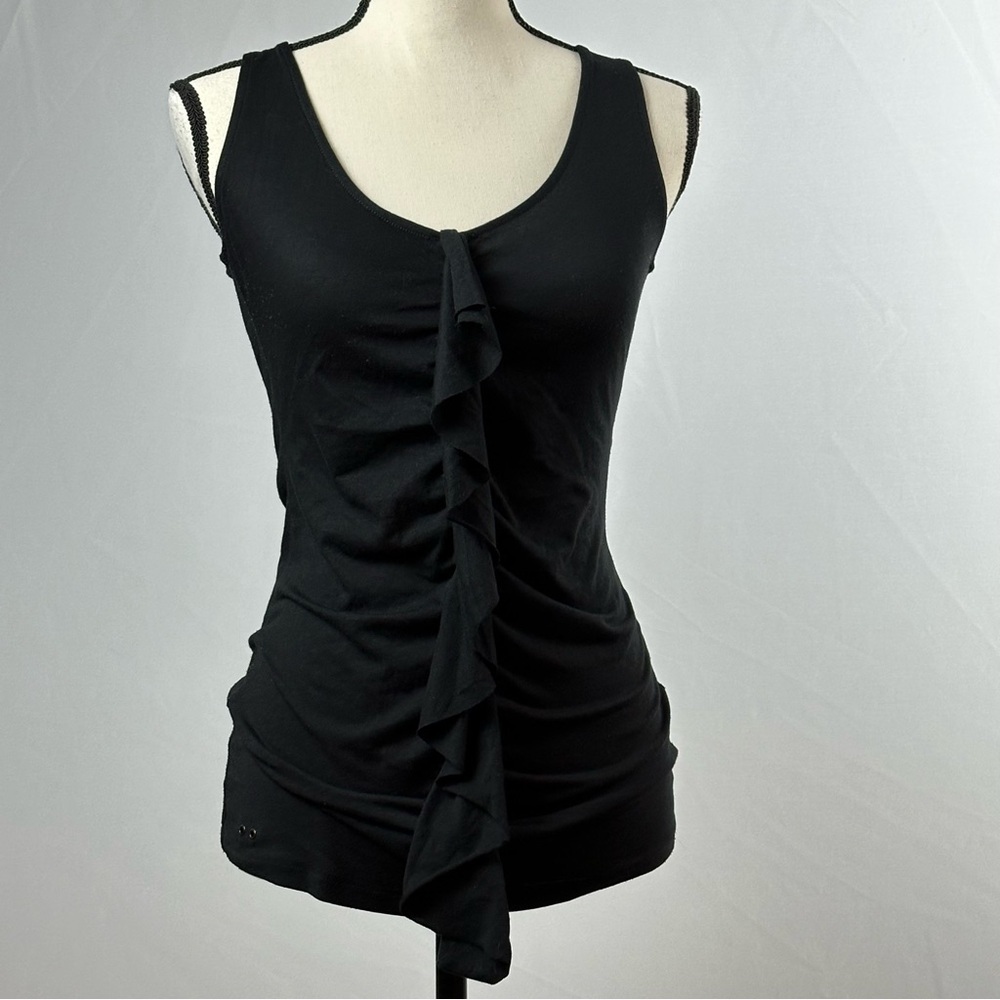 CONVERSE black ruffle front V-neck tank - size small
